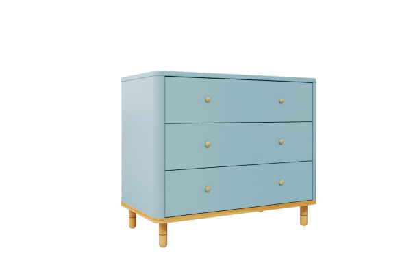 Comoda joy 3 gavetas - azul old_pinus
