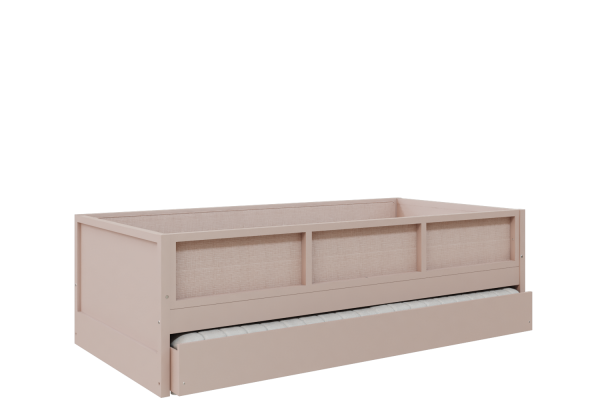 Cama link plus com auxiliar grades inteiras - palha - rosa old