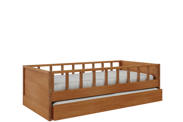 Cama link plus com auxiliar grades inteiras - palitada - madeira