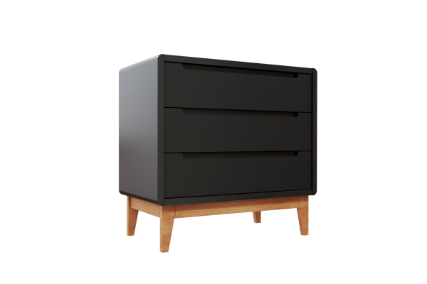 Cômoda bo 3 gavetas - preto-madeira