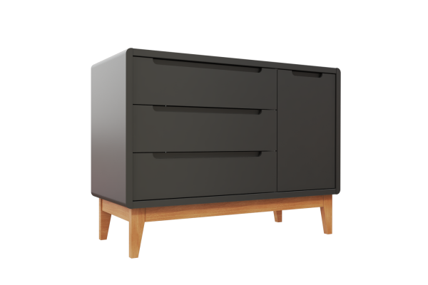 Cômoda bo c porta - preto-jequitibá